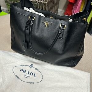 Authentic Prada Saffiano leather black bag tote